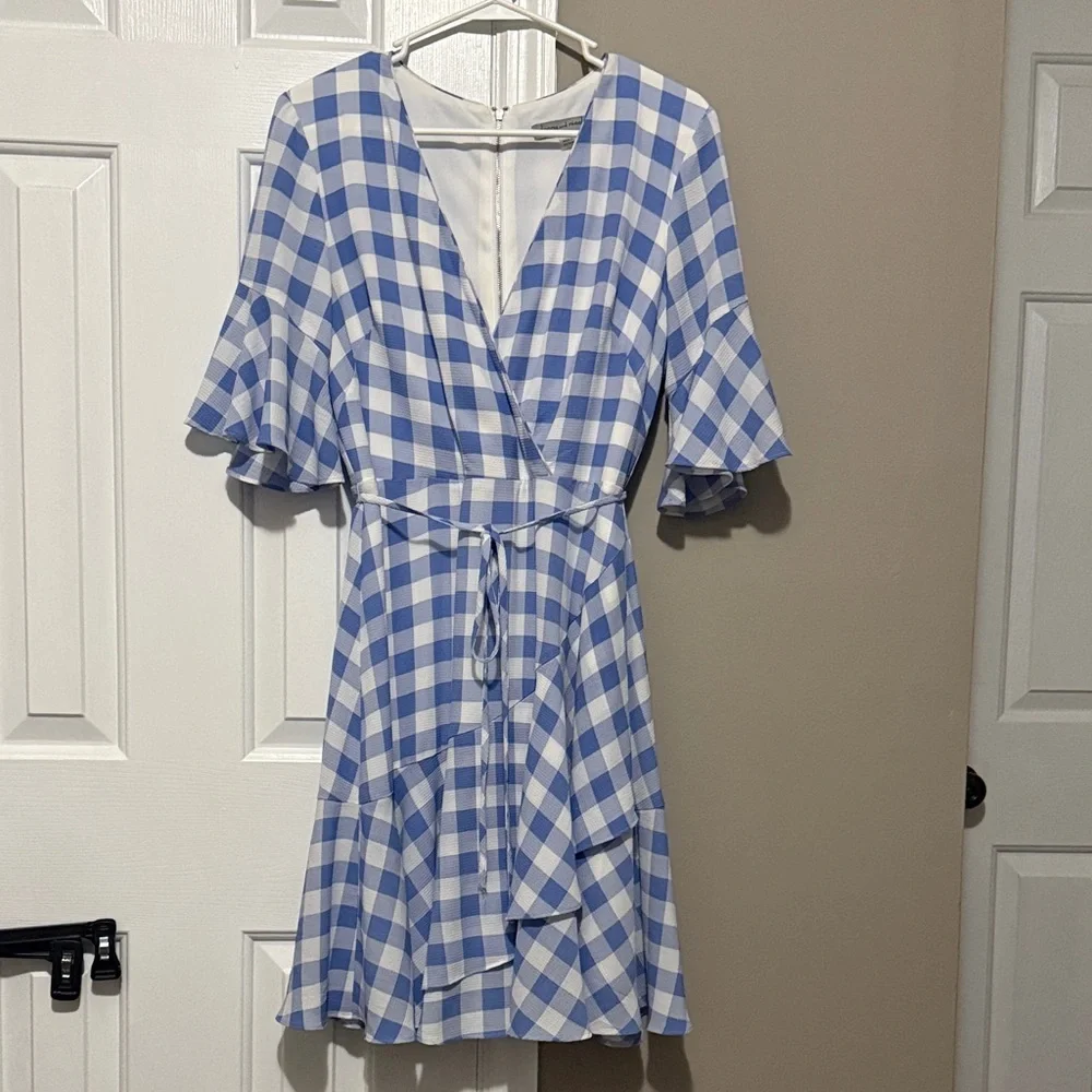 Danny & Nicole Blue and White Gingham Midi Dress - Picture 1 of 3